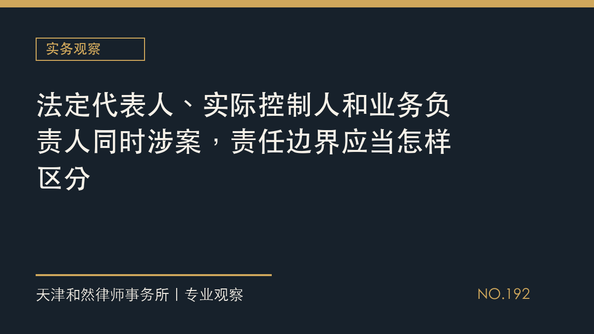 法定代表人、实际控制人和业务负责人同时涉案，责任边界应当怎样区分