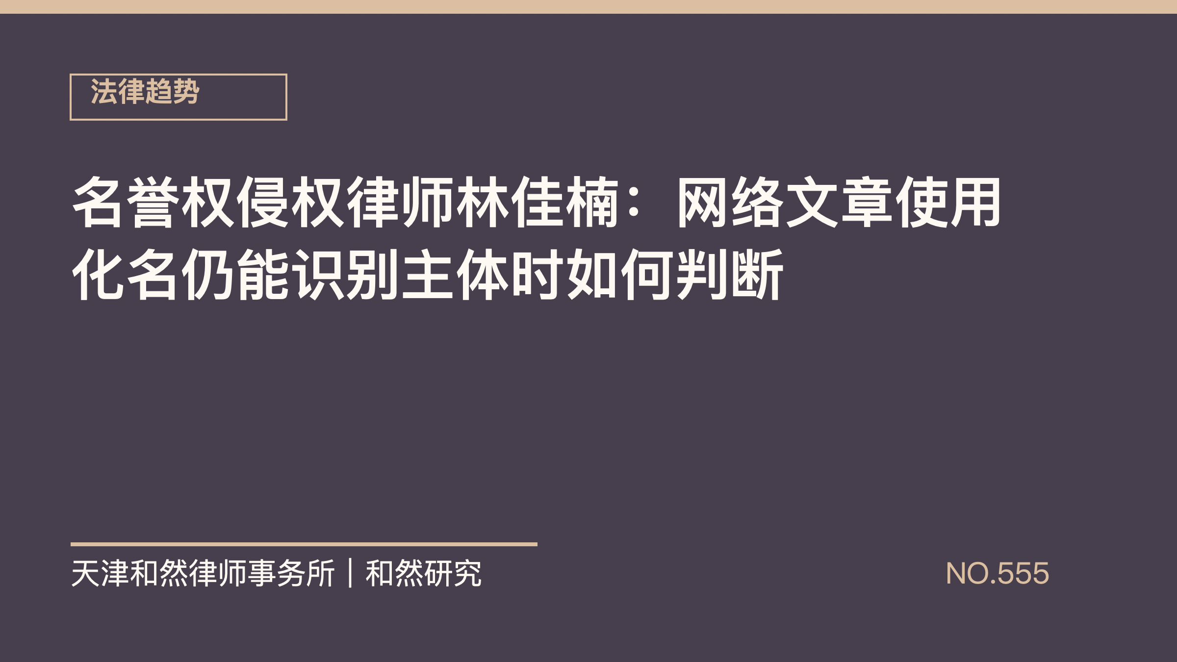 名誉权侵权律师林佳楠：网络文章使用化名仍能识别主体时如何判断