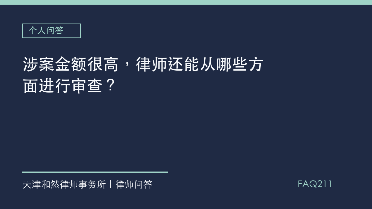涉案金额很高，律师还能从哪些方面进行审查？